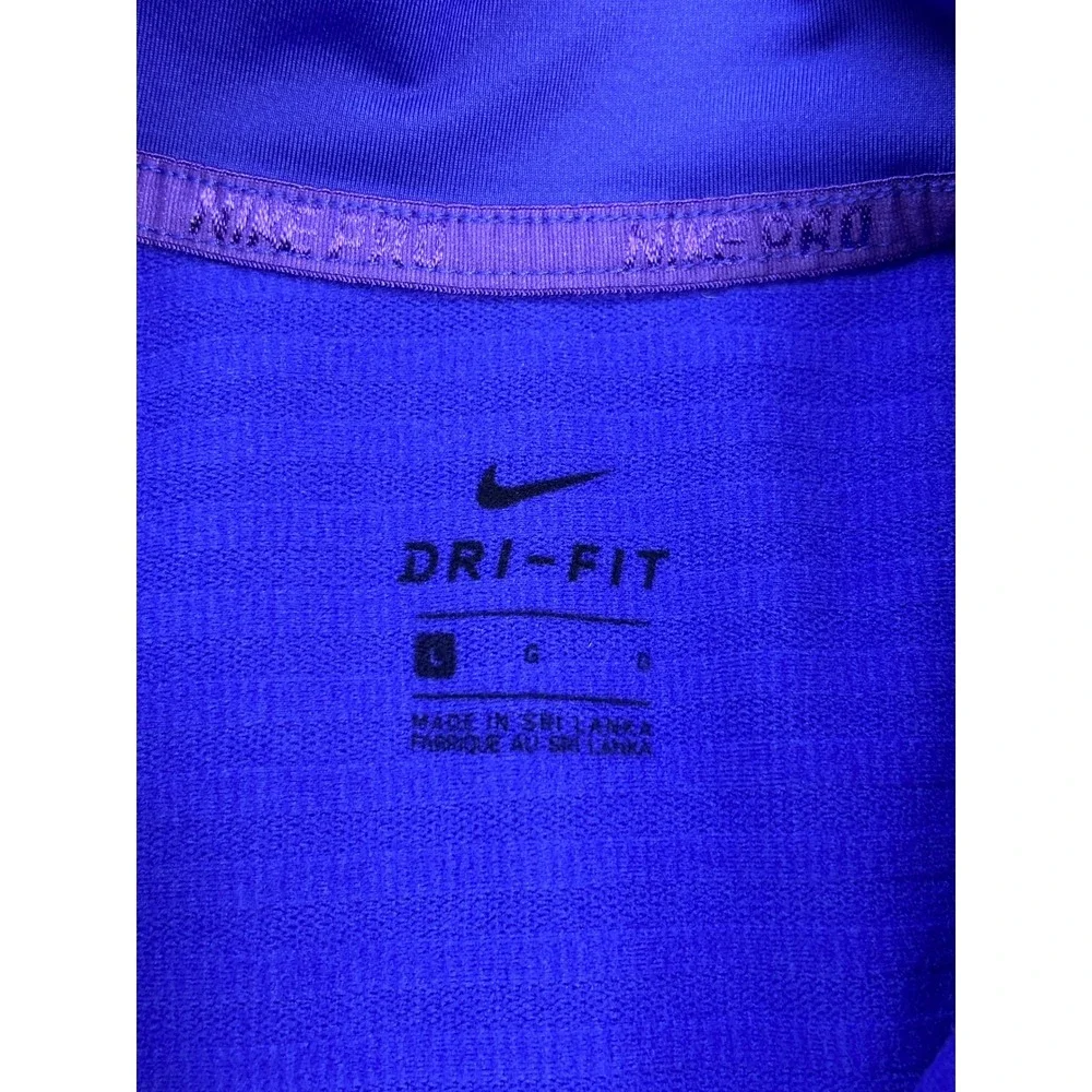 Nike Pro Dri-FIT Girls Royal Blue Quarter Zip Long Sleeve Athletic Pullover L